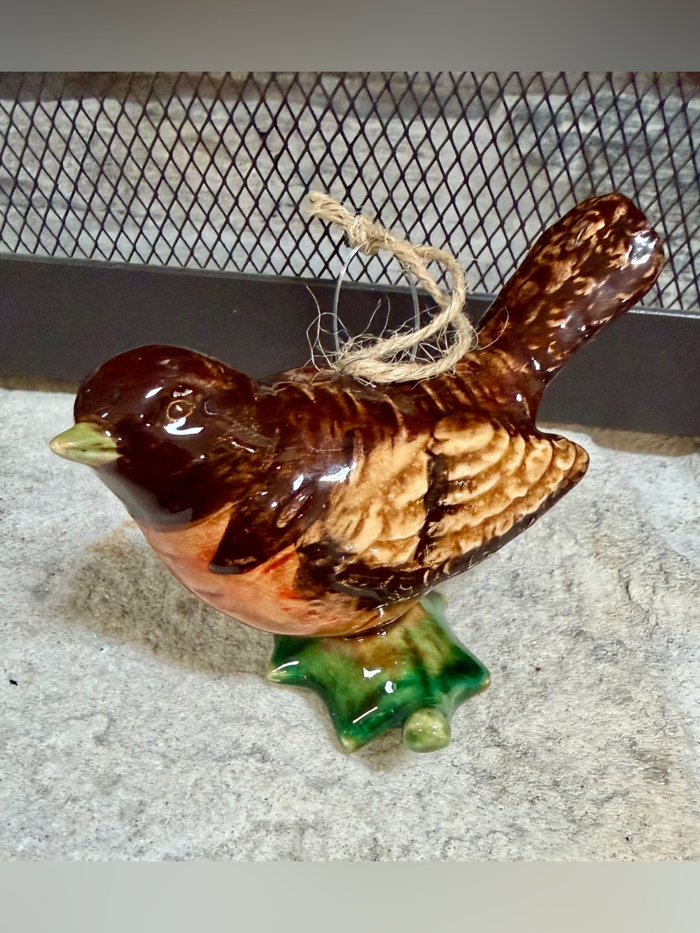 Ceramic glazed Wren/Sparrow Ornament - NWT Never used.